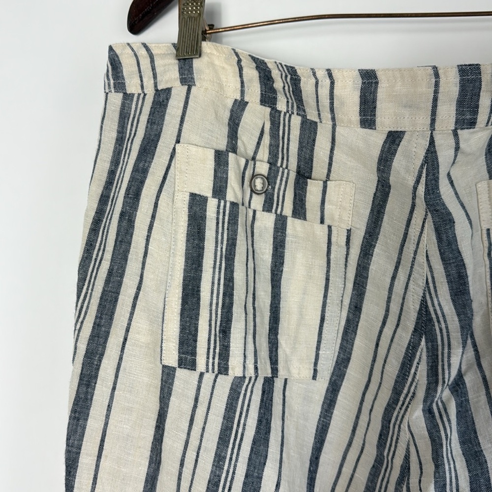 Michael Stars Navy and White Striped 100% Linen Pants Size Medium Like New - Picture 9 of 12